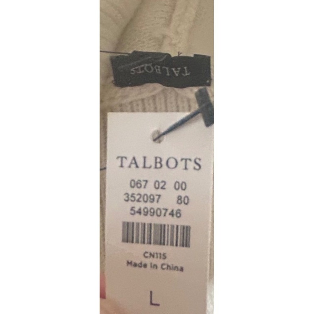 Talbots Colorblock Cable‎ Knit Turtleneck Poncho Black White Gray Large Chevron - Picture 5 of 5